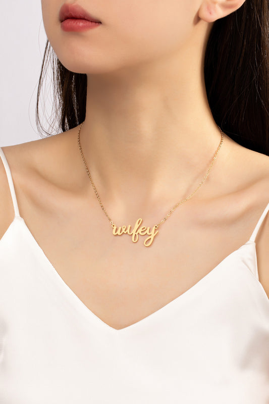 Brass Wifey Necklace with Satin Finish