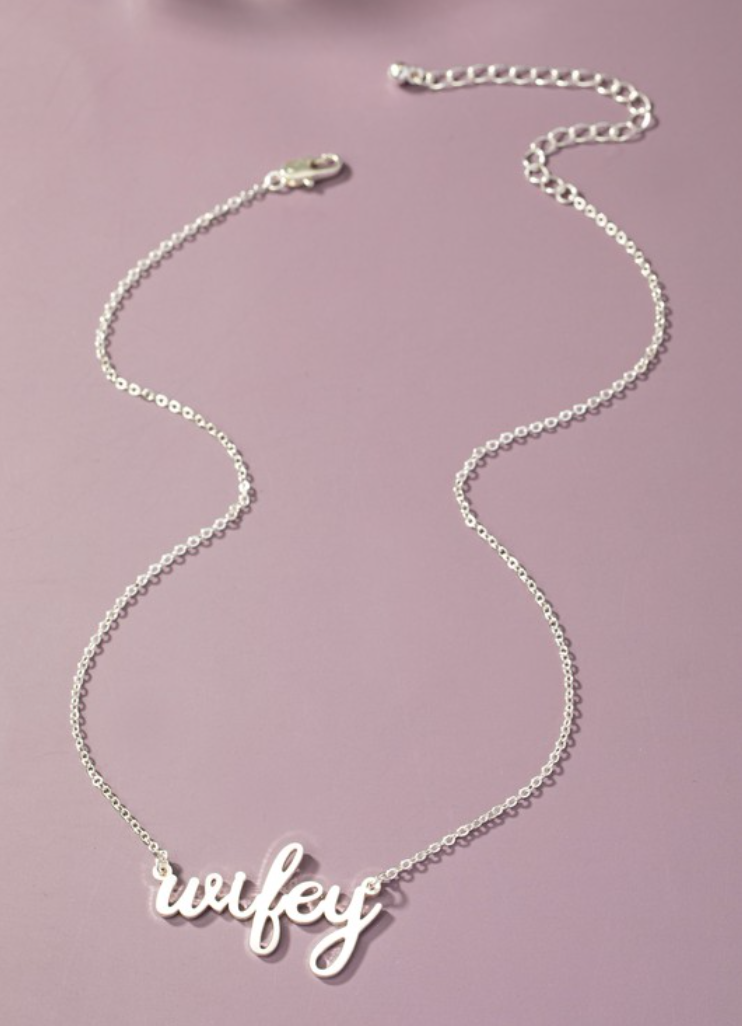 Brass Wifey Necklace with Satin Finish