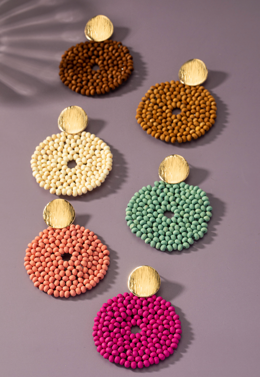 Hayden Wood Disk Drop Earrings