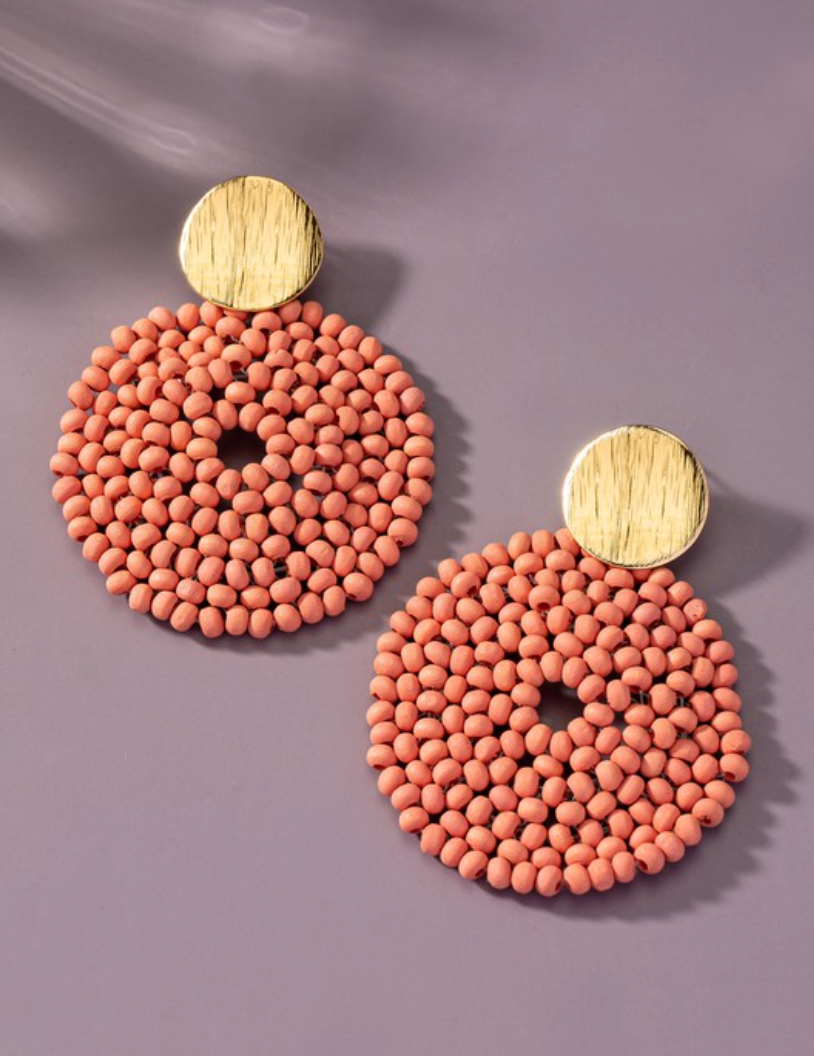 Hayden Wood Disk Drop Earrings