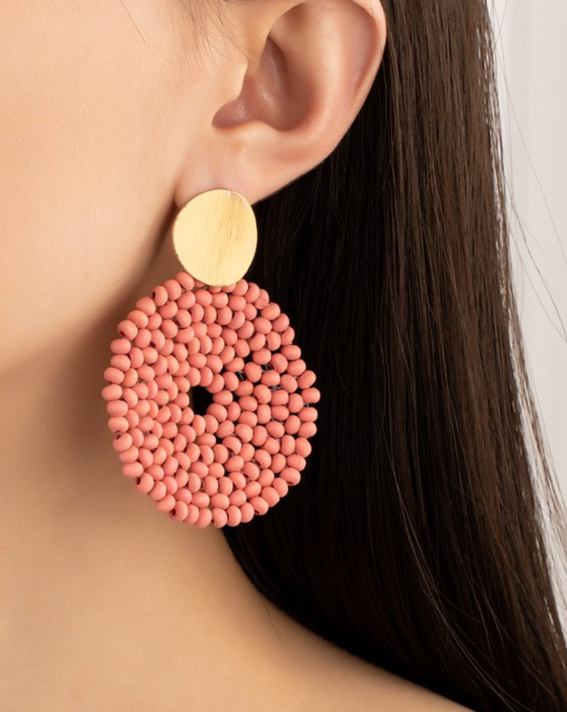 Hayden Wood Disk Drop Earrings