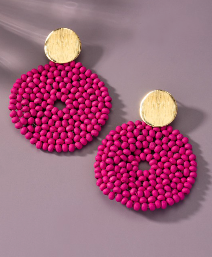 Hayden Wood Disk Drop Earrings
