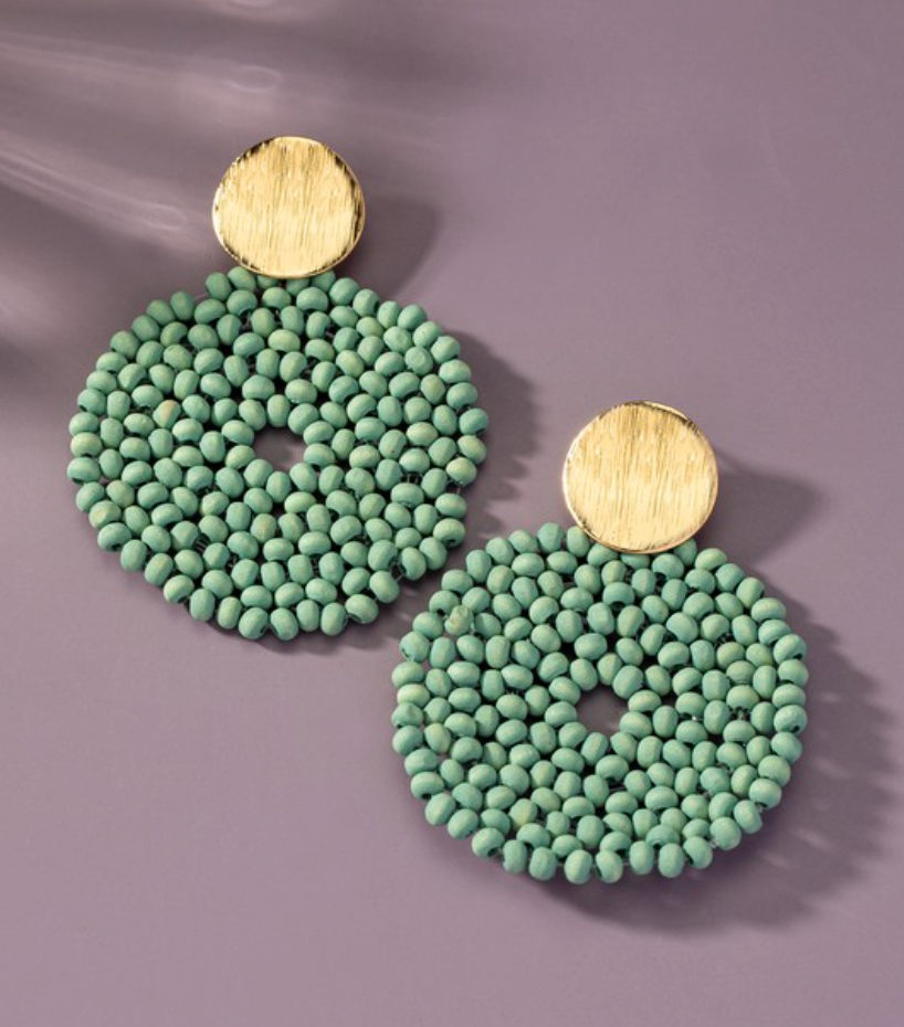 Hayden Wood Disk Drop Earrings